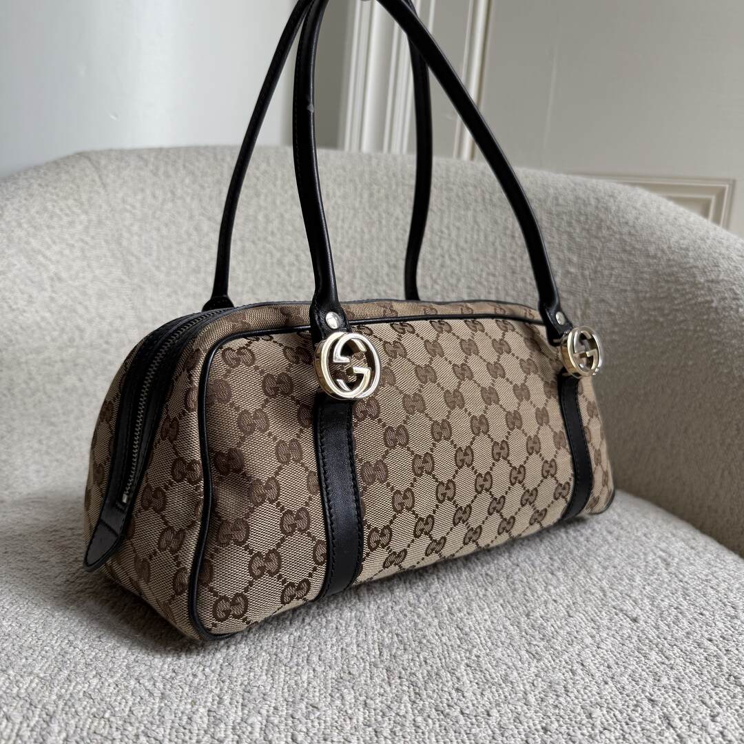 Gucci GG Canvas Twins Black Shoulder Bag