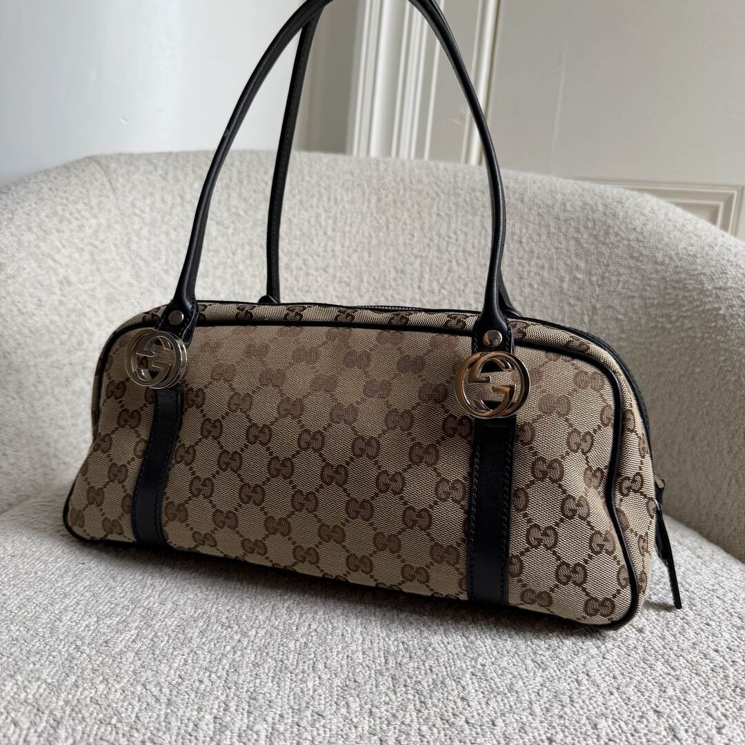 Gucci GG Canvas Twins Black Shoulder Bag