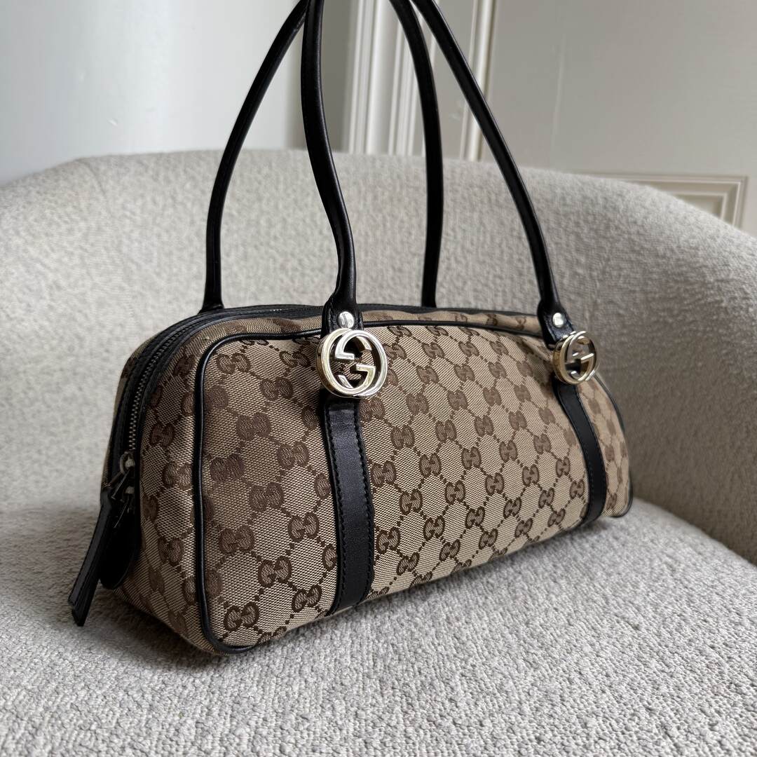 Gucci GG Canvas Twins Black Shoulder Bag