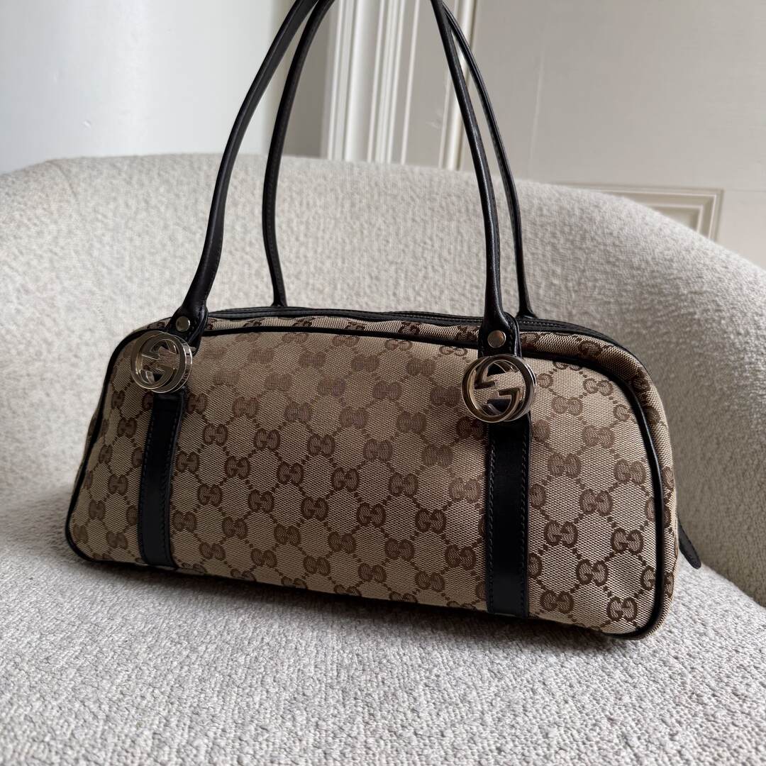 Gucci GG Canvas Twins Black Shoulder Bag