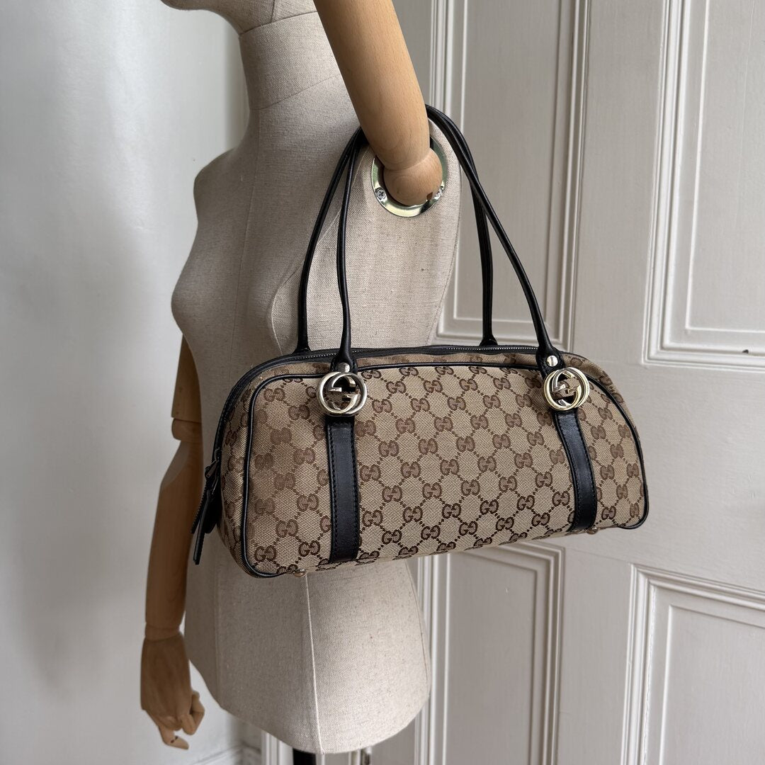 Gucci GG Canvas Twins Black Shoulder Bag