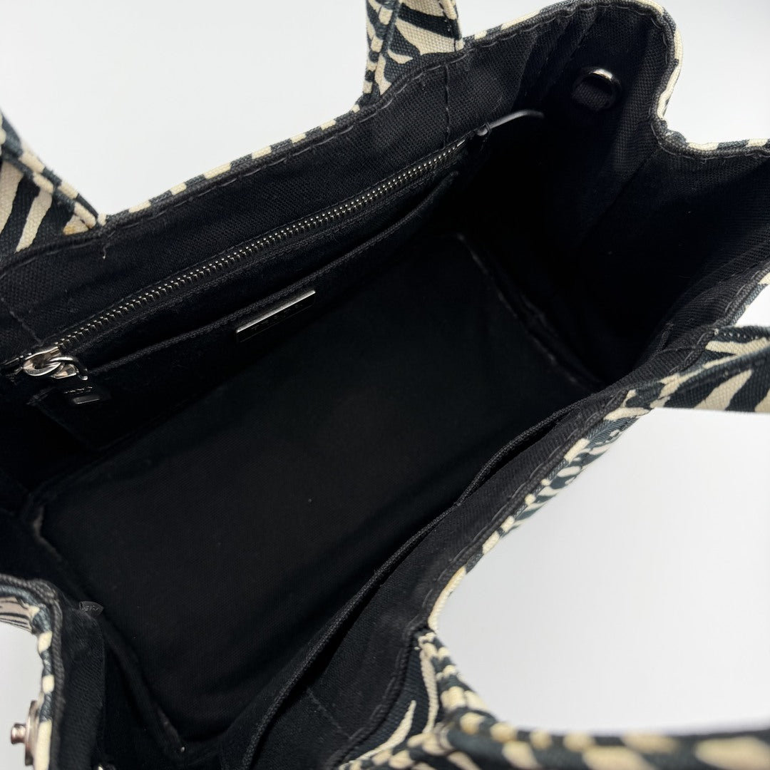 Prada Canapa Zebra Print Tote Bag