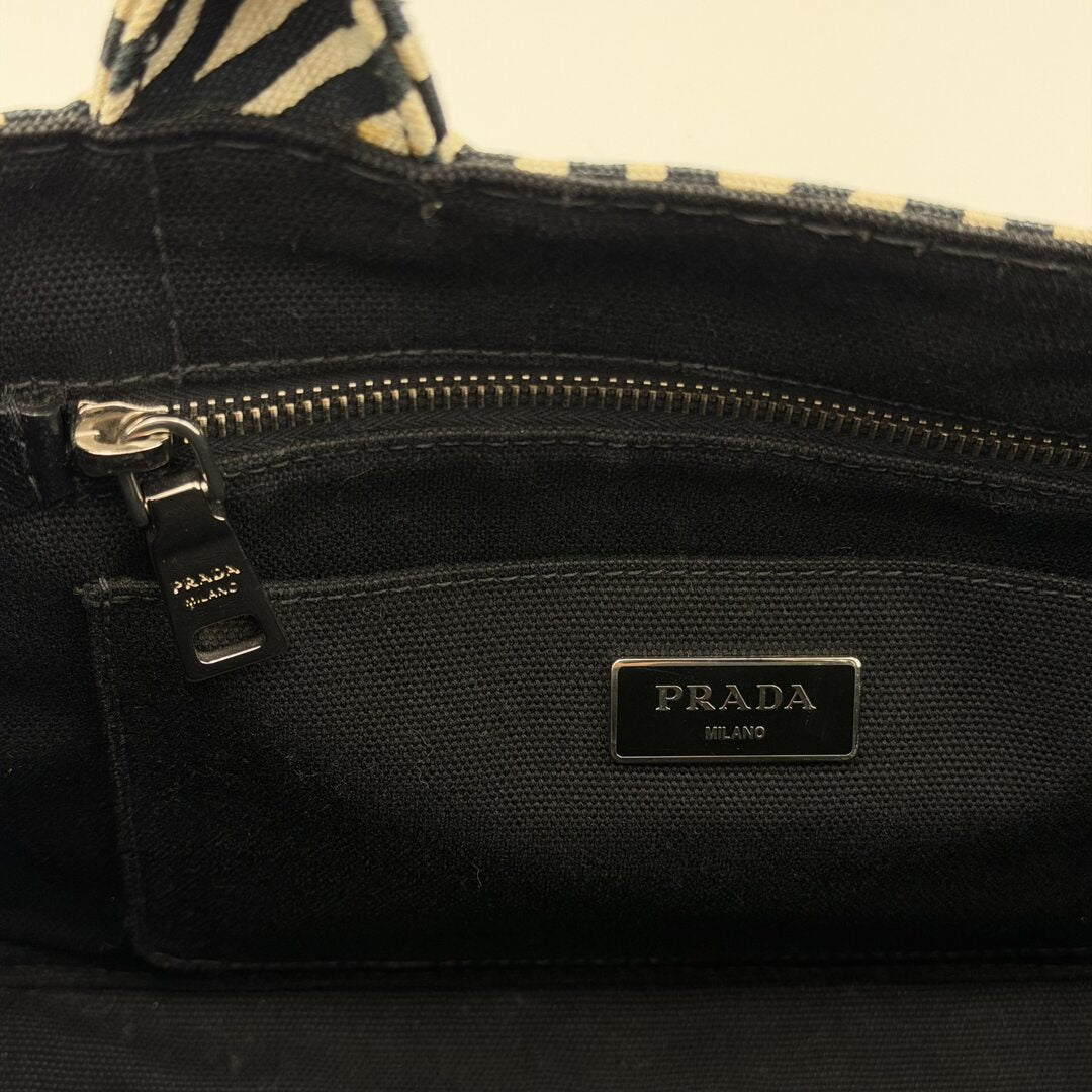 Prada Canapa Zebra Print Tote Bag