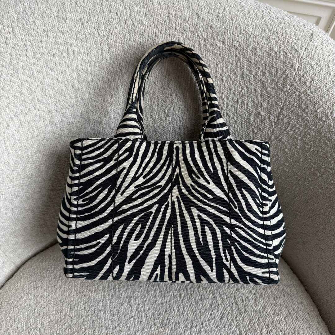 Prada Canapa Zebra Print Tote Bag