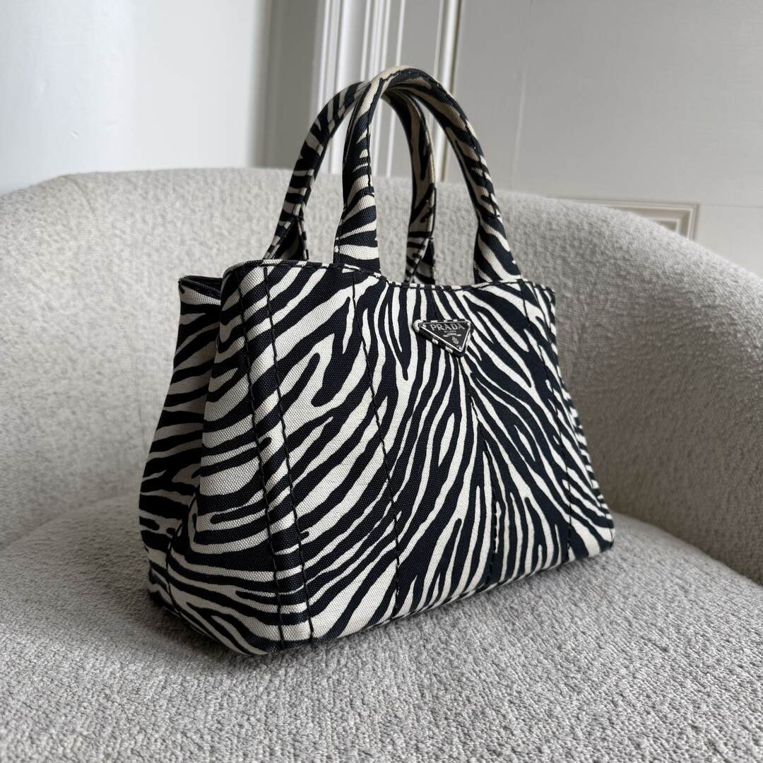 Prada Canapa Zebra Print Tote Bag