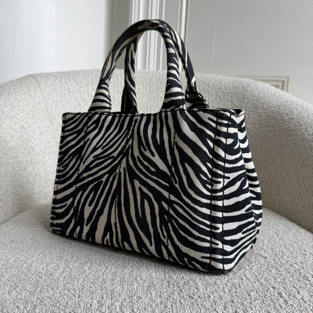 Prada Canapa Zebra Print Tote Bag