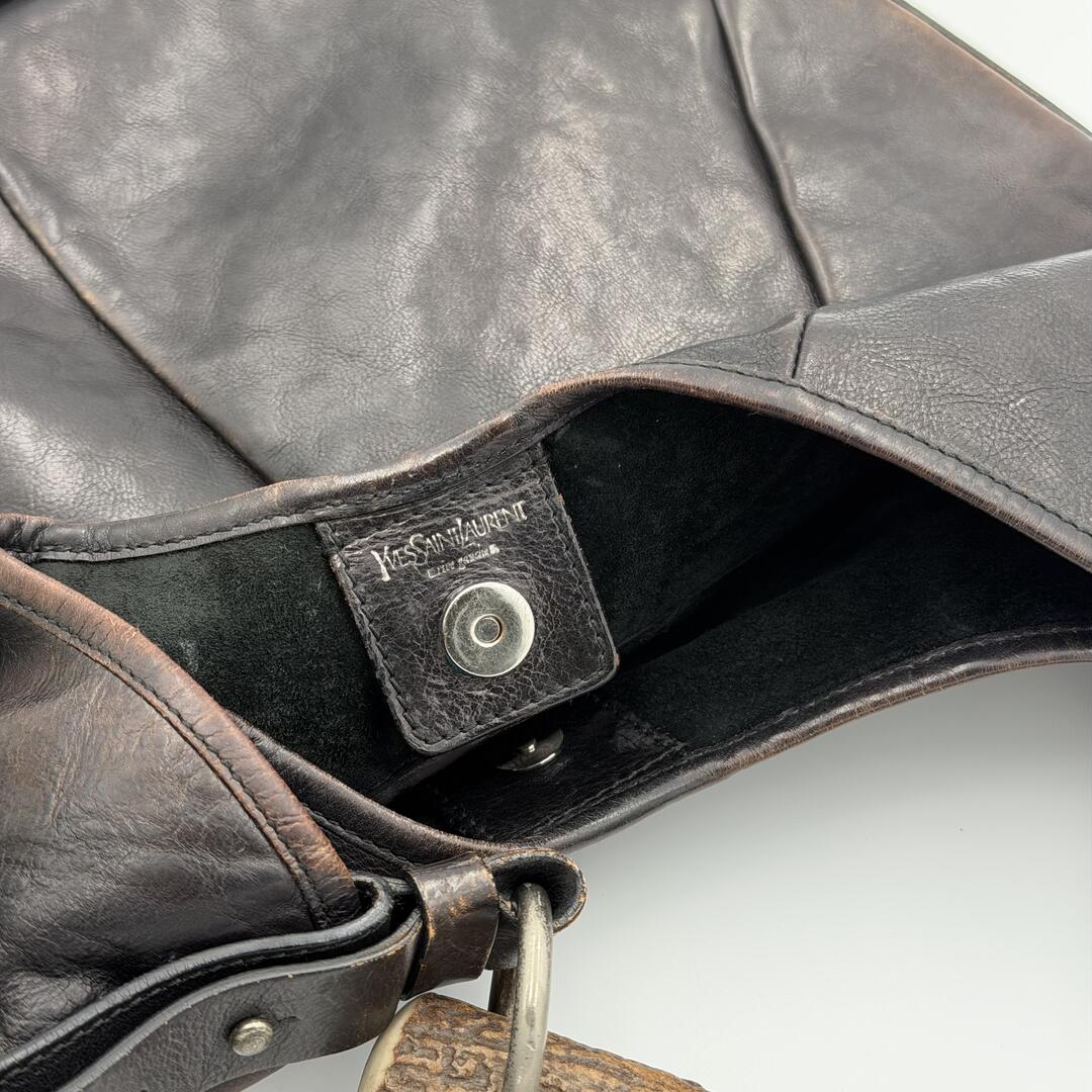 2000s YSL Mombasa Leather Dark Brown Shoulder Bag