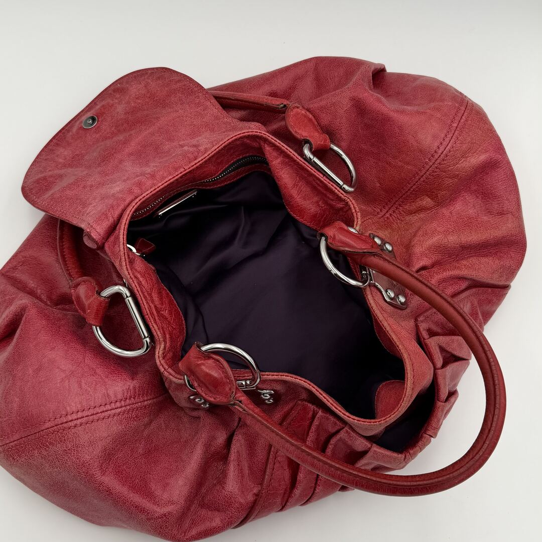 Miu Miu Gathered Hobo Red Leather Shoulder Bag