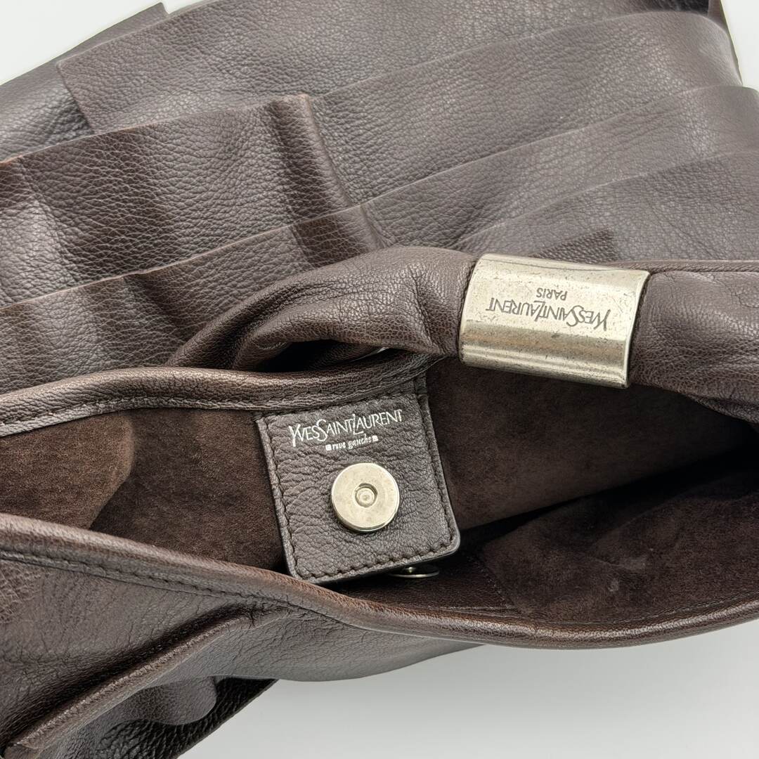 YSL Saint Tropez Leather Chocolate Brown Shoulder Bag