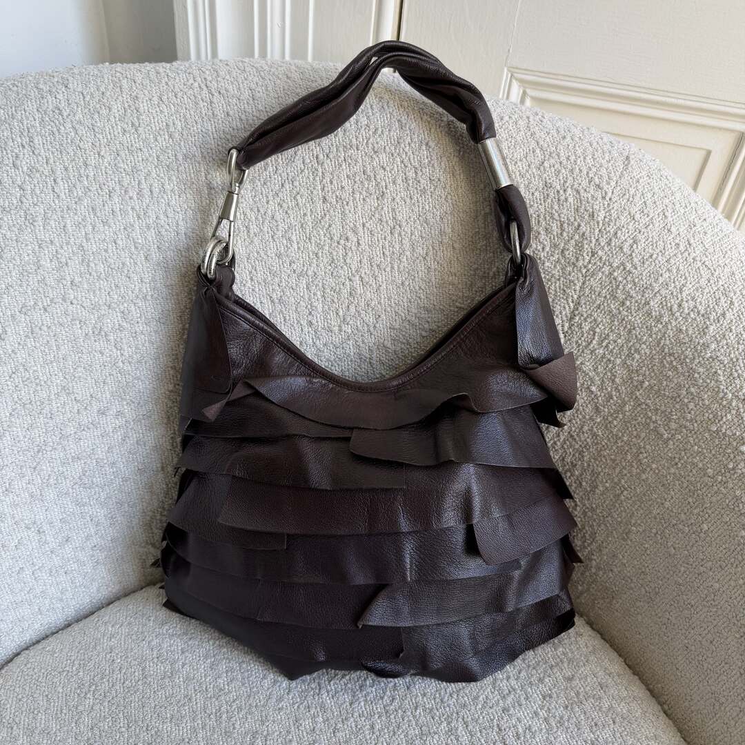 YSL Saint Tropez Leather Chocolate Brown Shoulder Bag