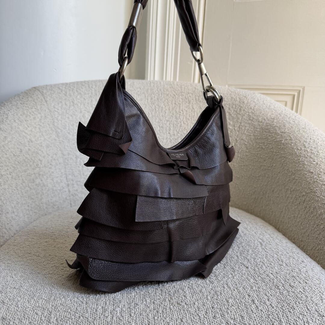 YSL Saint Tropez Leather Chocolate Brown Shoulder Bag