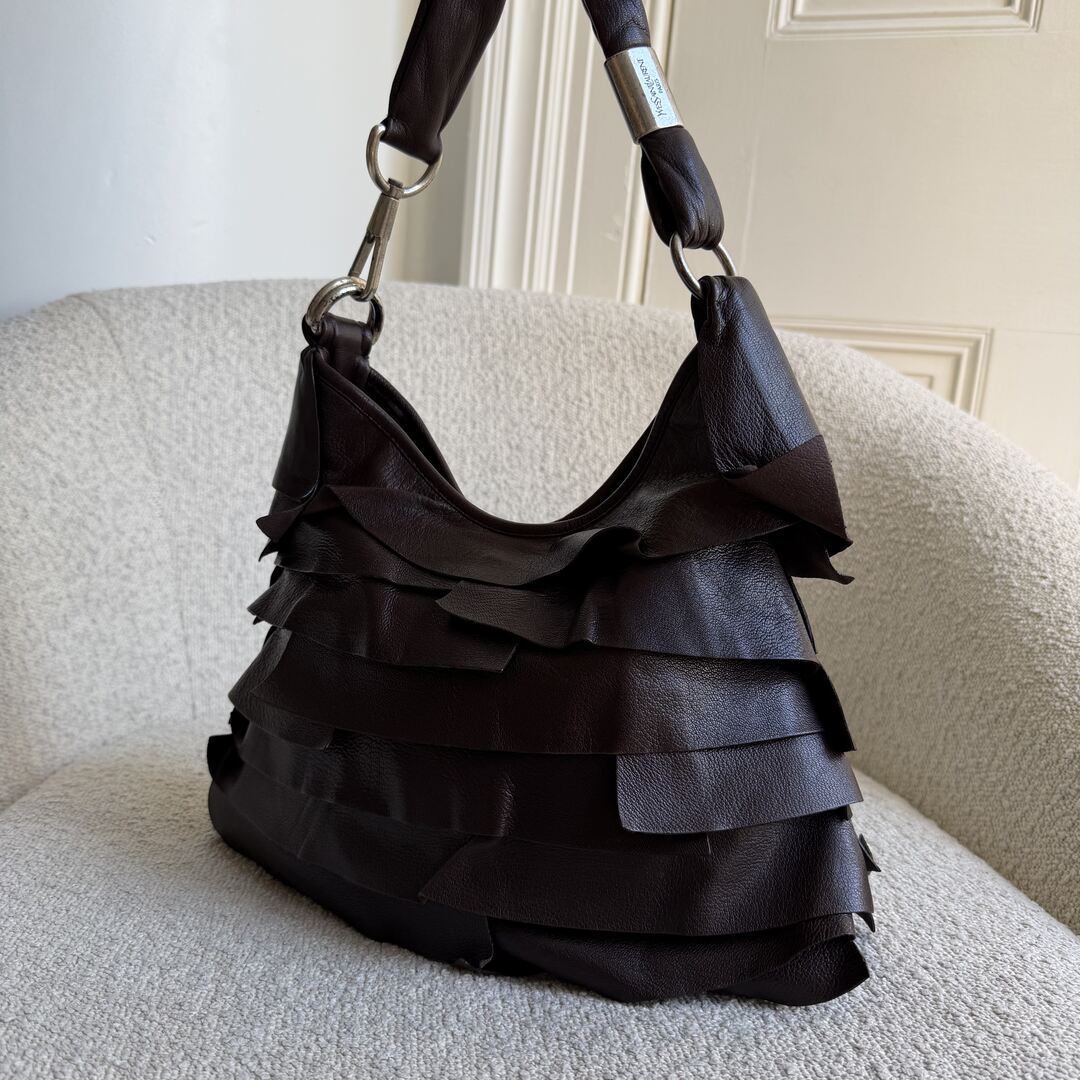 YSL Saint Tropez Leather Chocolate Brown Shoulder Bag
