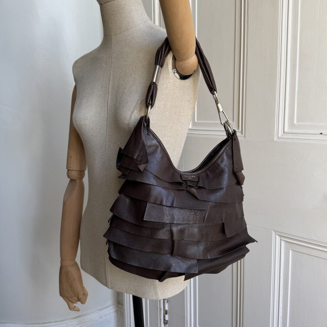 YSL Saint Tropez Leather Chocolate Brown Shoulder Bag