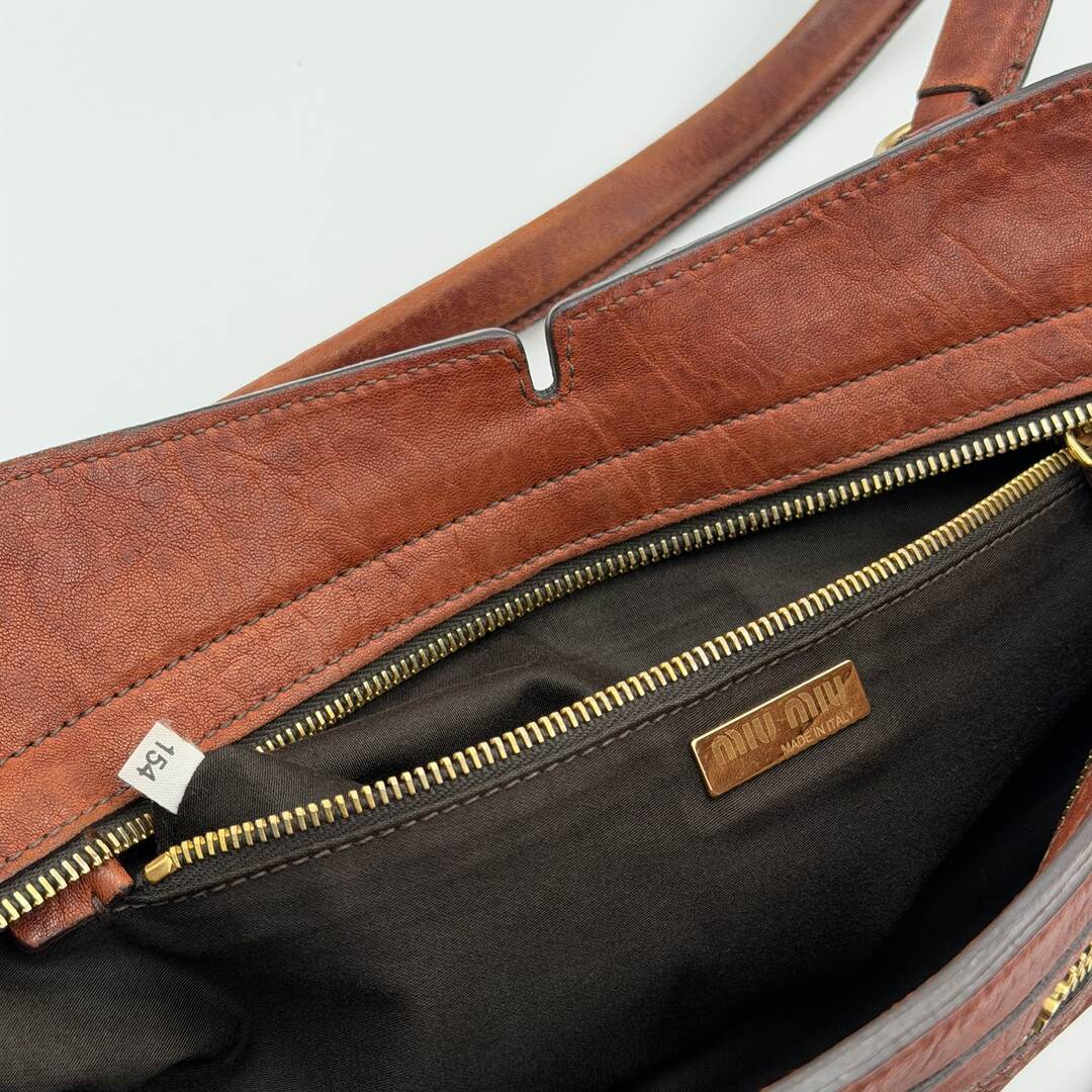 Archive Miu Miu Brown Leather Shoulder Bag