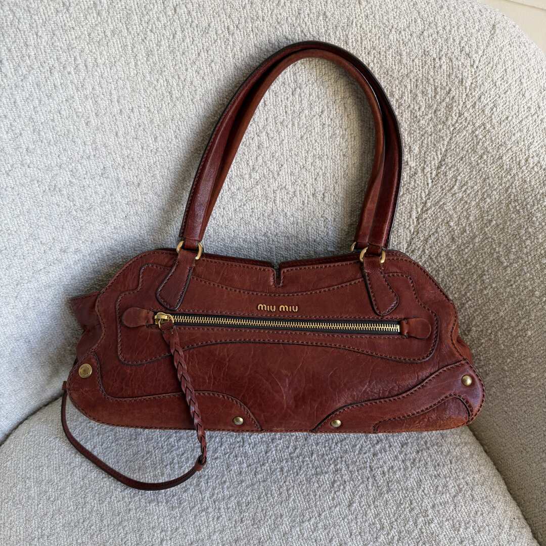 Archive Miu Miu Brown Leather Shoulder Bag
