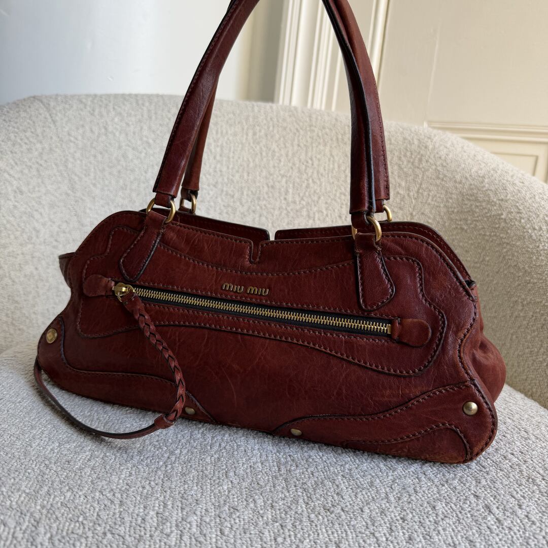 Archive Miu Miu Brown Leather Shoulder Bag
