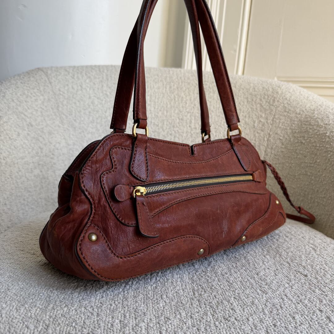 Archive Miu Miu Brown Leather Shoulder Bag