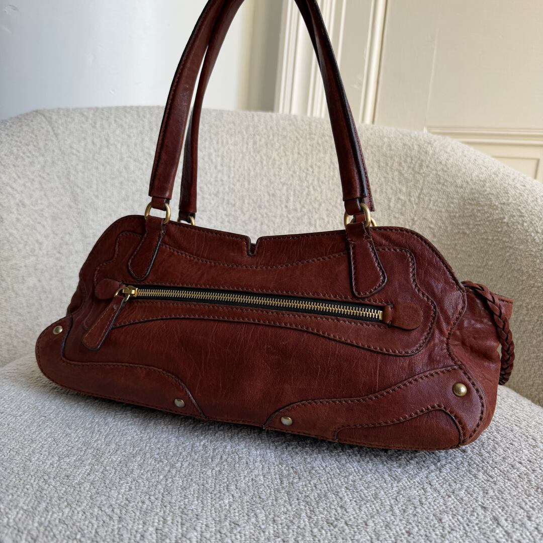 Archive Miu Miu Brown Leather Shoulder Bag