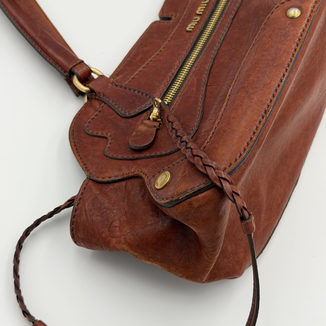 Archive Miu Miu Brown Leather Shoulder Bag