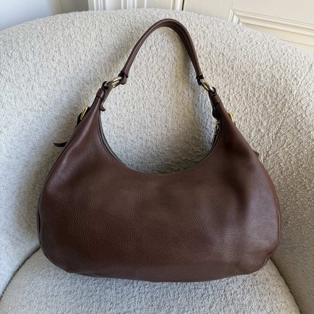 Prada Vitello Daino Brown Leather Shoulder Bag