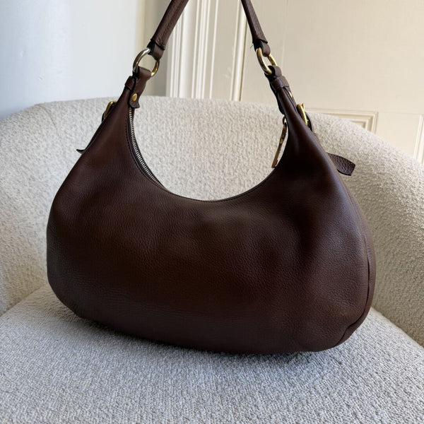 Prada Vitello Daino Brown Leather Shoulder Bag
