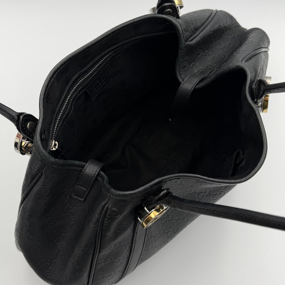 Gucci Guccissima Twins Leather Black Tote Bag