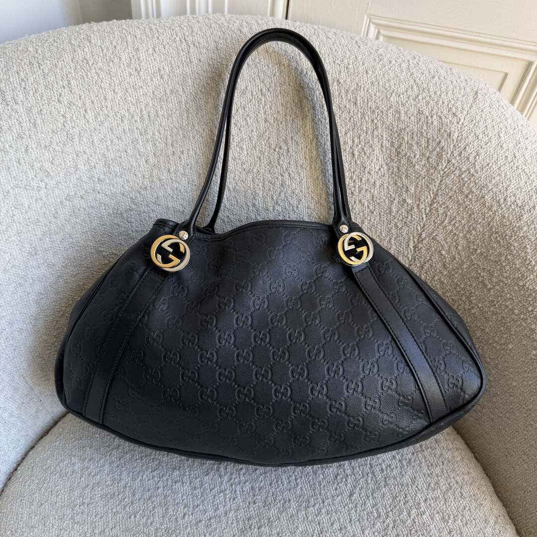 Gucci Guccissima Twins Leather Black Tote Bag