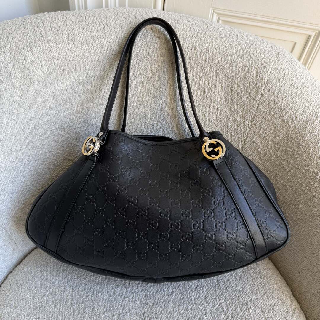 Gucci Guccissima Twins Leather Black Tote Bag