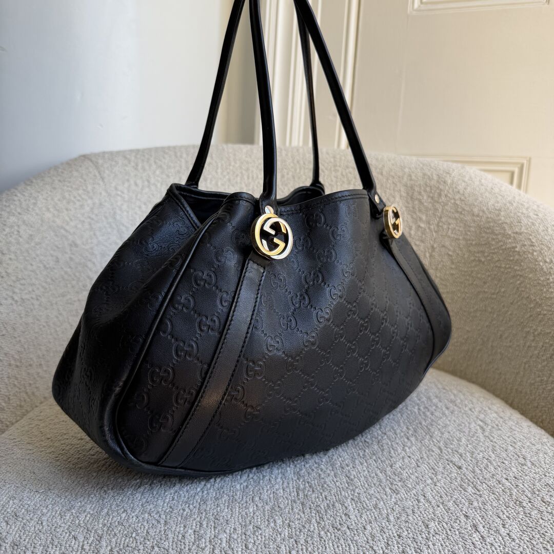 Gucci Guccissima Twins Leather Black Tote Bag