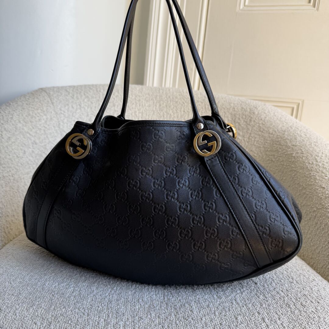 Gucci Guccissima Twins Leather Black Tote Bag