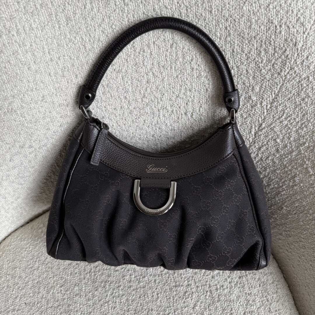 Gucci GG Canvas Abbey Chocolate Brown Shoulder Bag