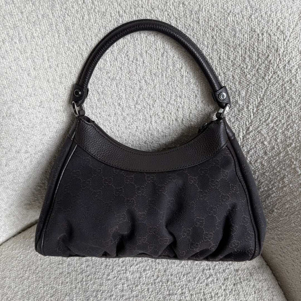 Gucci GG Canvas Abbey Chocolate Brown Shoulder Bag