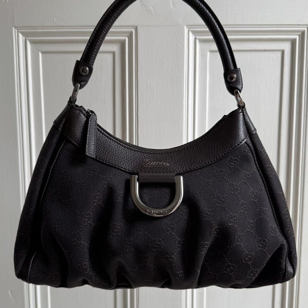 Gucci GG Canvas Abbey Chocolate Brown Shoulder Bag
