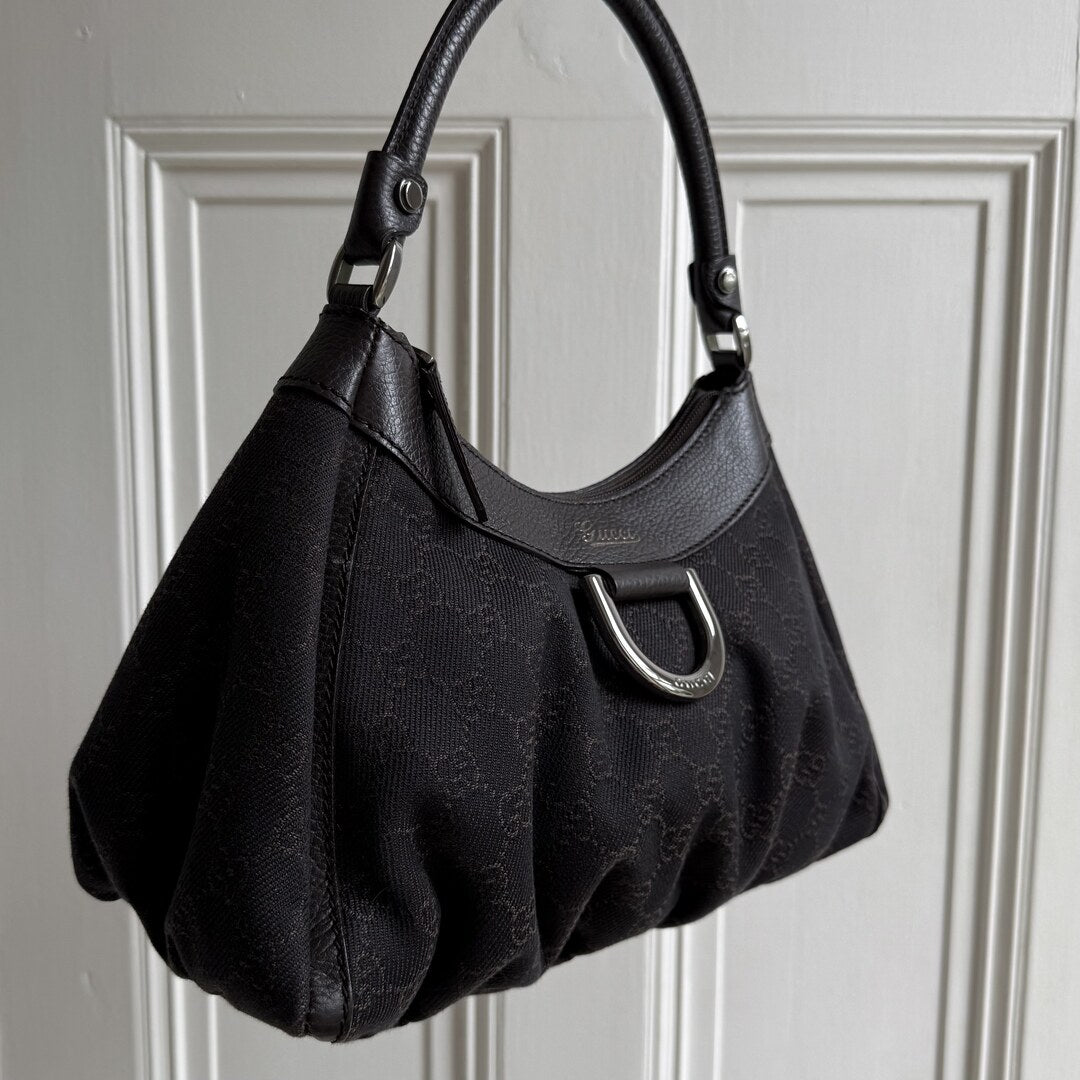 Gucci GG Canvas Abbey Chocolate Brown Shoulder Bag