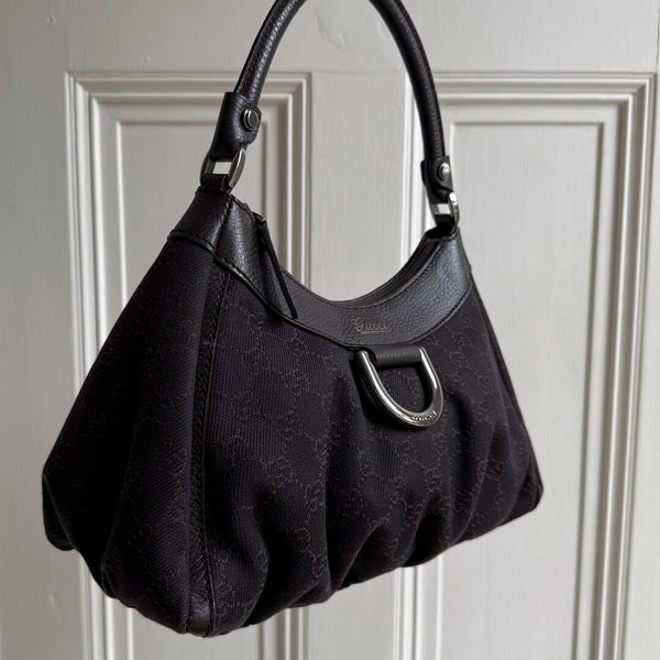 Gucci GG Canvas Abbey Chocolate Brown Shoulder Bag
