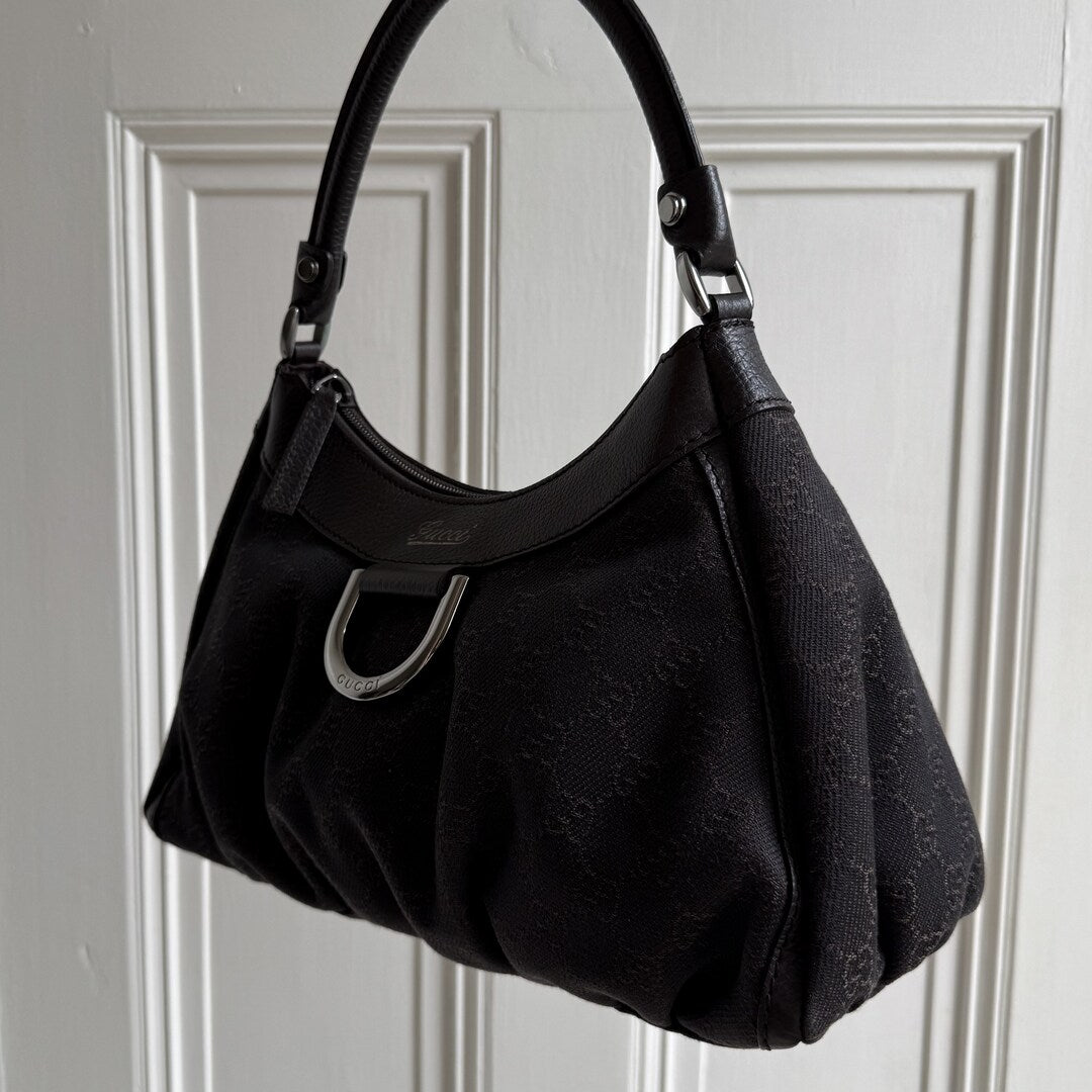 Gucci GG Canvas Abbey Chocolate Brown Shoulder Bag