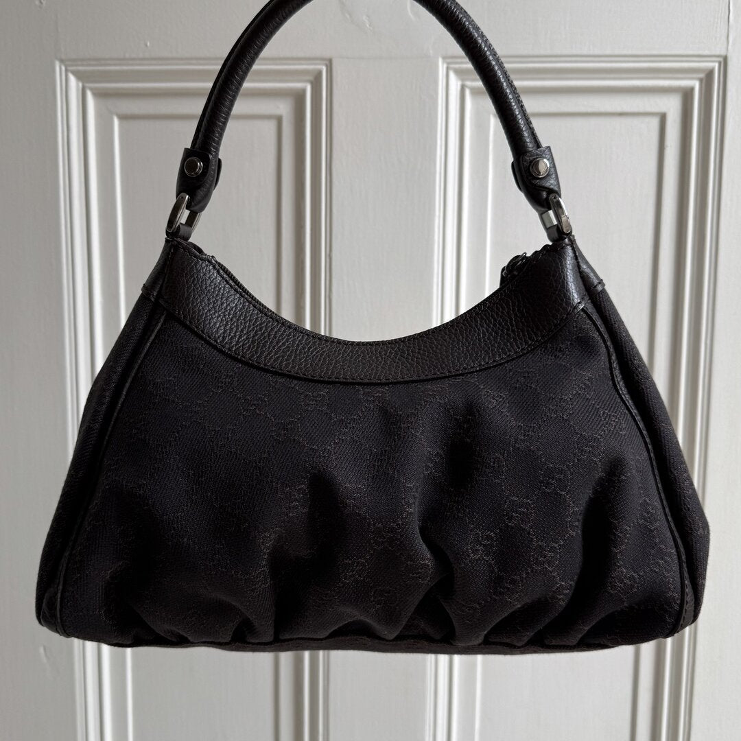 Gucci GG Canvas Abbey Chocolate Brown Shoulder Bag