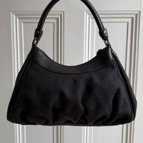 Gucci GG Canvas Abbey Chocolate Brown Shoulder Bag
