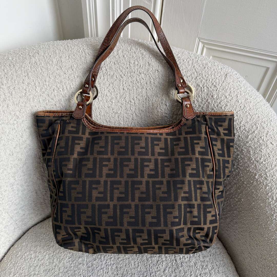 Fendi Zucca Canvas Brown Tote Bag