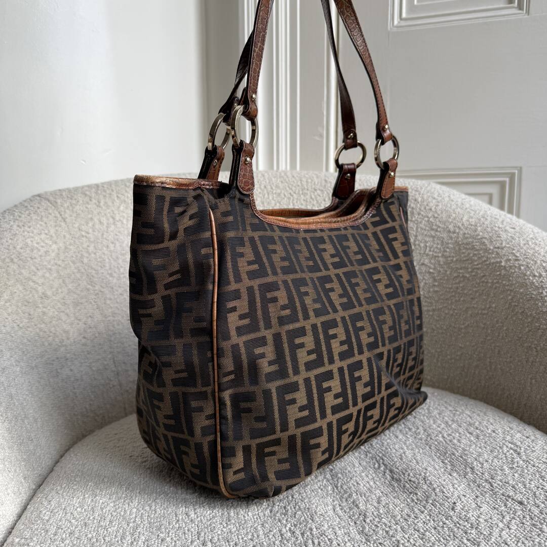 Fendi Zucca Canvas Brown Tote Bag