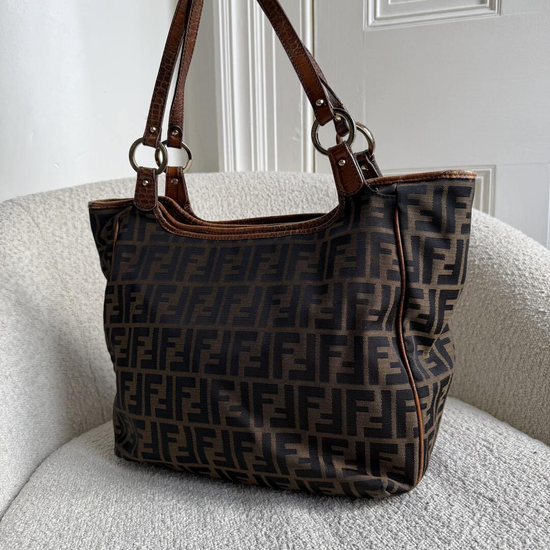 Fendi Zucca Canvas Brown Tote Bag