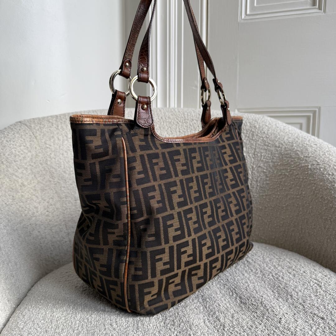 Fendi Zucca Canvas Brown Tote Bag