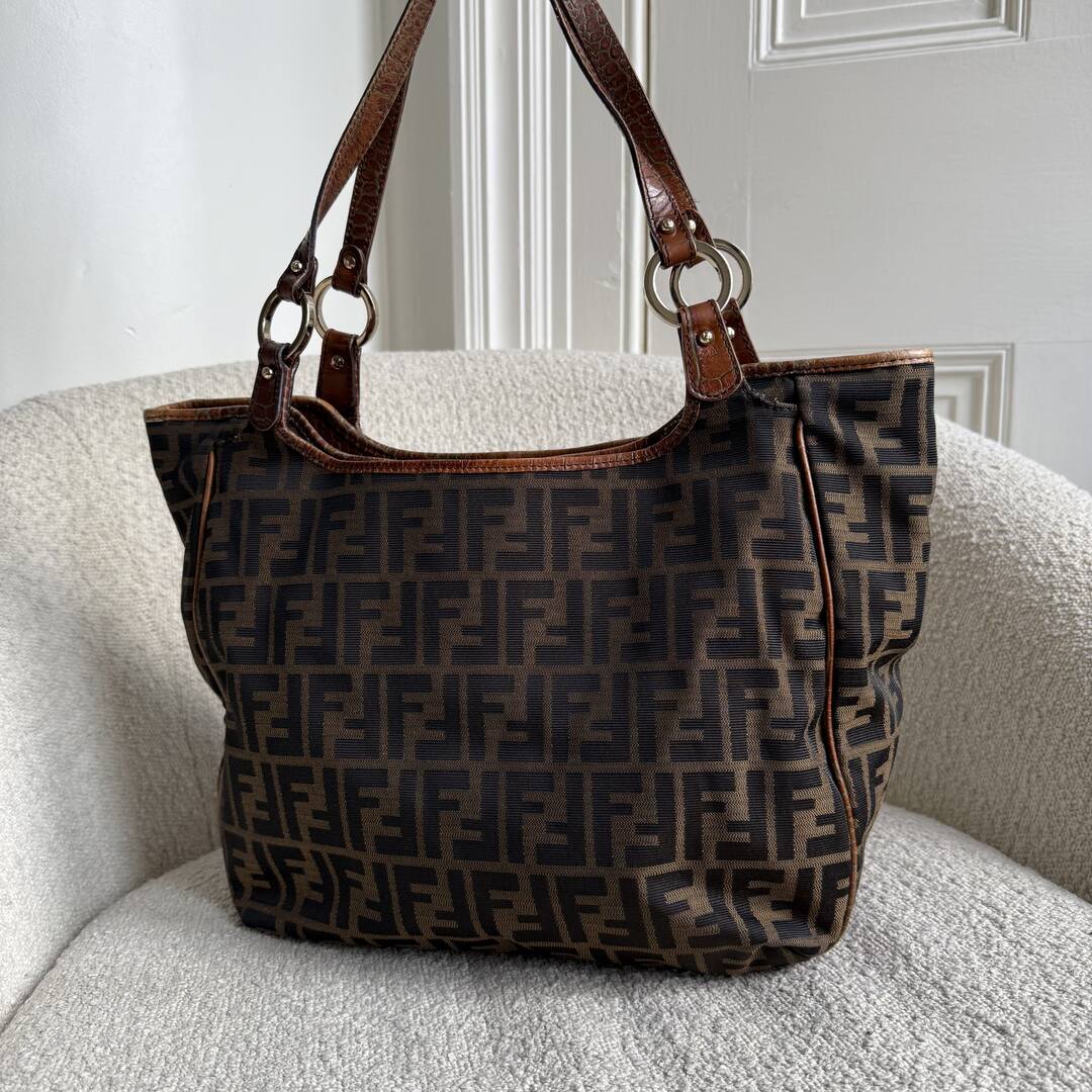 Fendi Zucca Canvas Brown Tote Bag