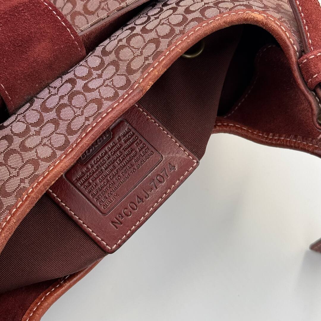 Coach Mini Signature Hobo Buckle Burgundy Shoulder Bag