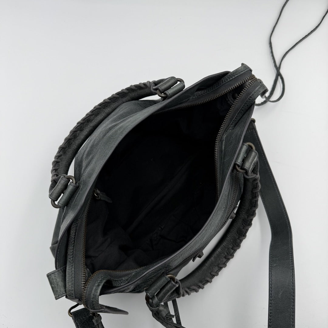 2003 Balenciaga The Town Dark Green Leather Bag