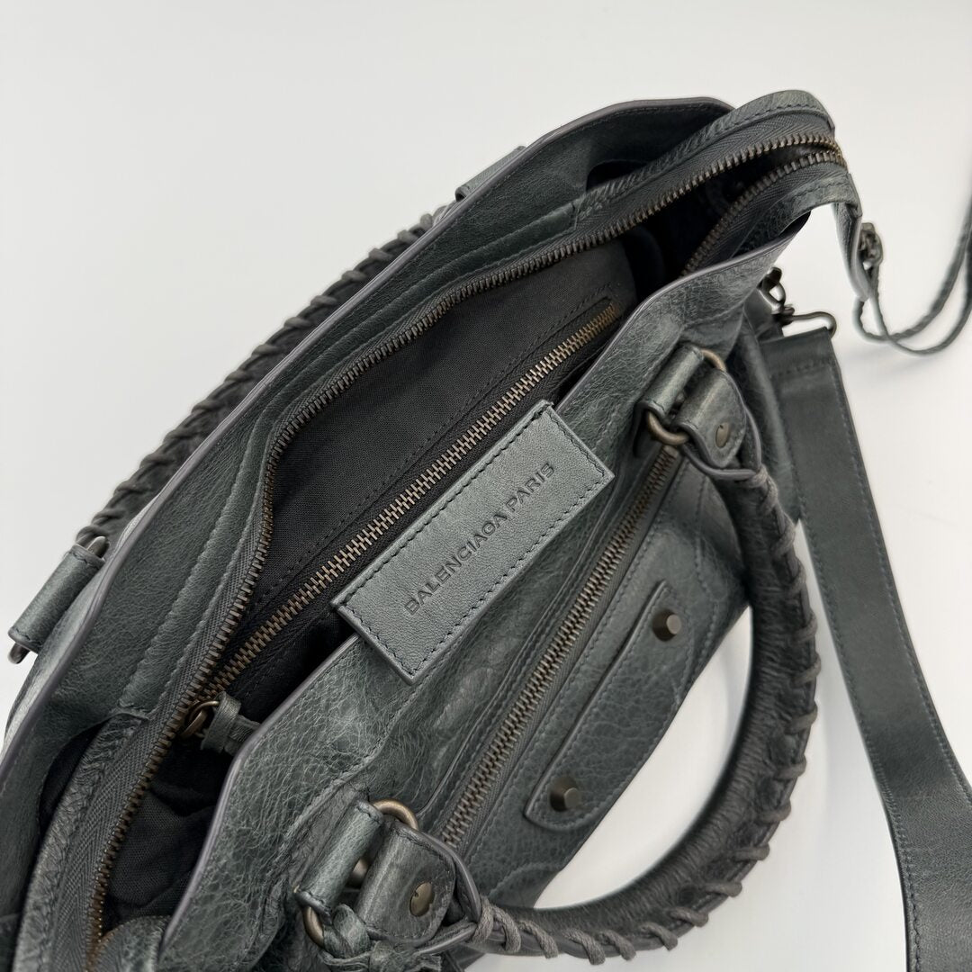 2003 Balenciaga The Town Dark Green Leather Bag