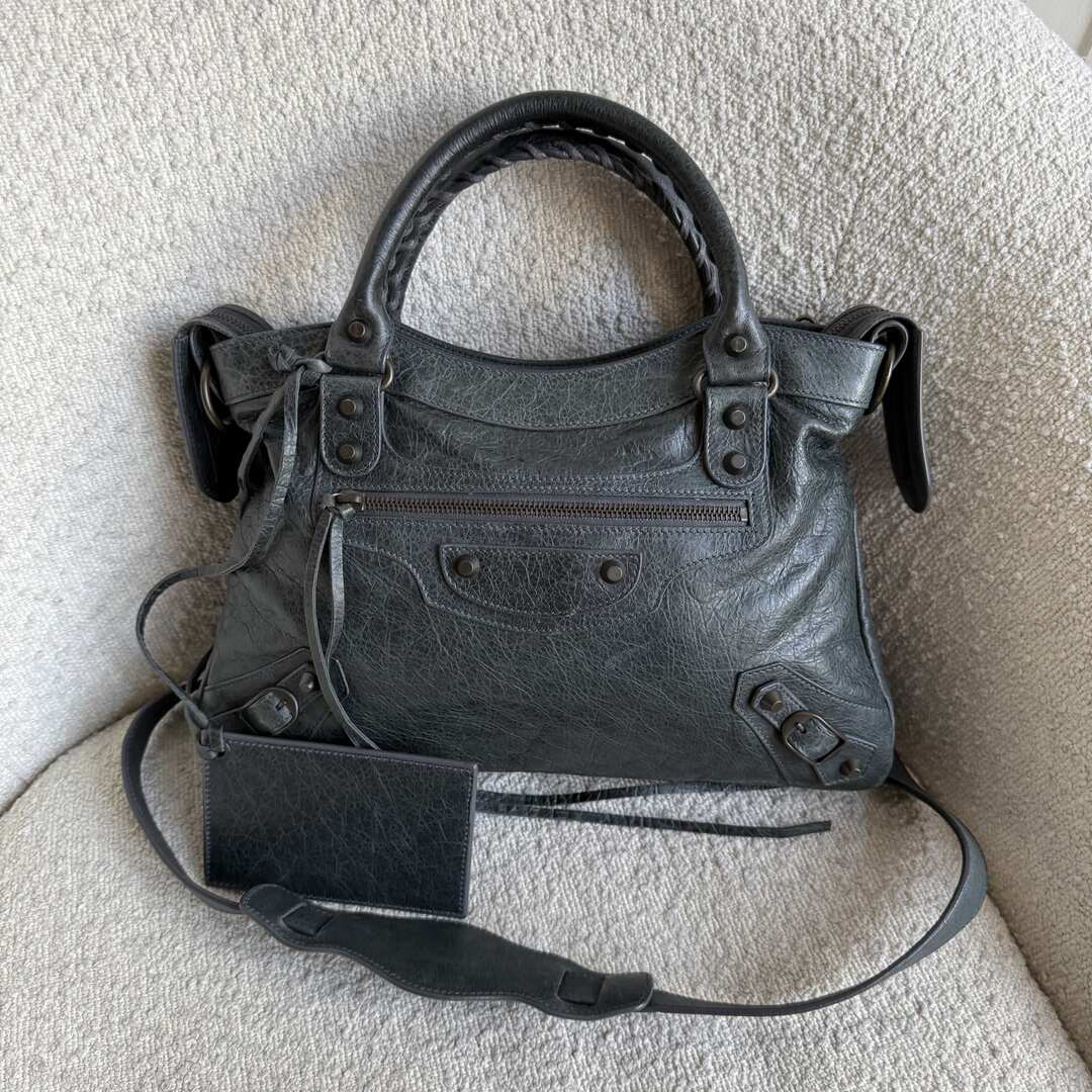 2003 Balenciaga The Town Dark Green Leather Bag
