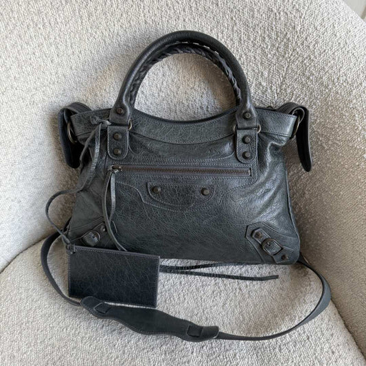 2003 Balenciaga The Town Dark Green Leather Bag