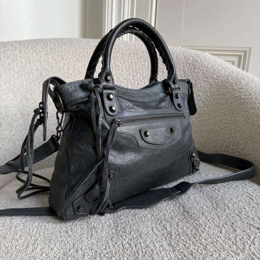 2003 Balenciaga The Town Dark Green Leather Bag