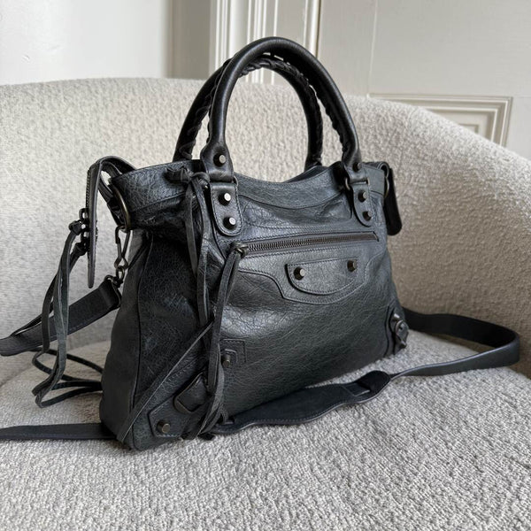 2003 Balenciaga The Town Dark Green Leather Bag